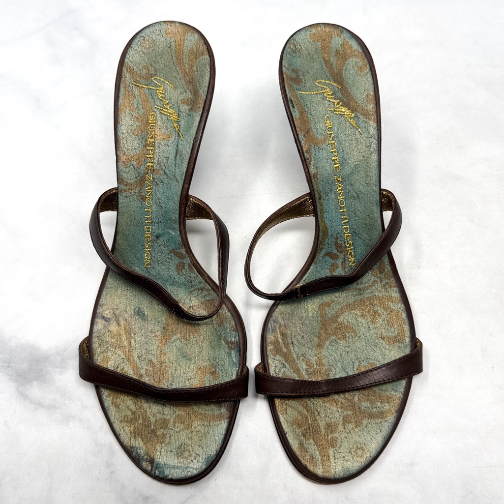 Giuseppe Zanotti Vicini Vintage Y2k Leather Minimalist Slide Mule Sandal Heels